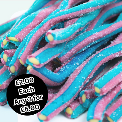 Giant Fizzy Red & Blue Raspberry Candy Cable