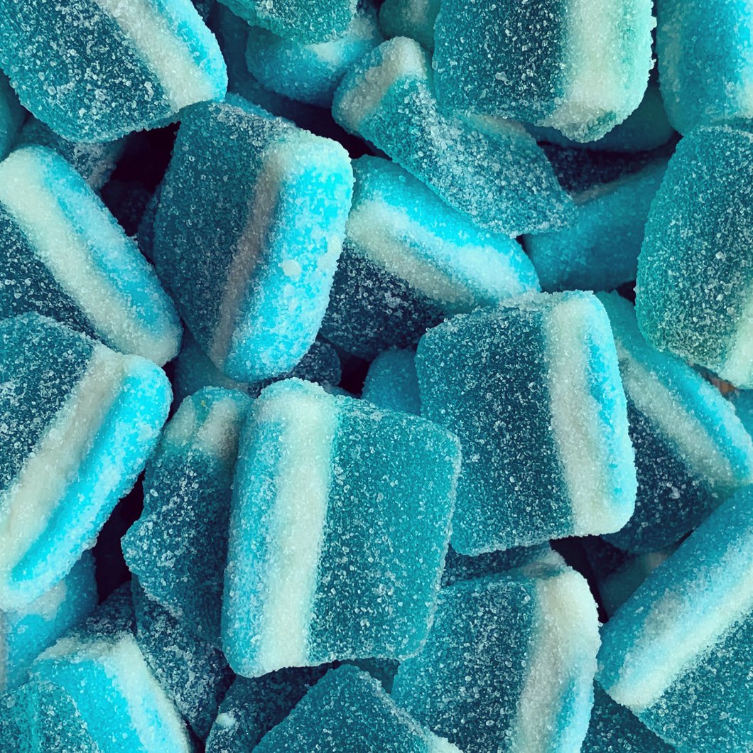 Fizzy Blue Raspberry Slices - 100g